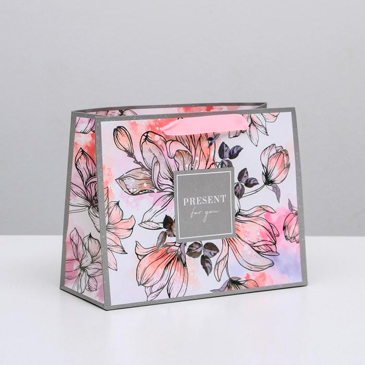 Пакет подарочный ламинир. "present for you" 23*18*10 см (1/400) "дарите счастье" 4725099