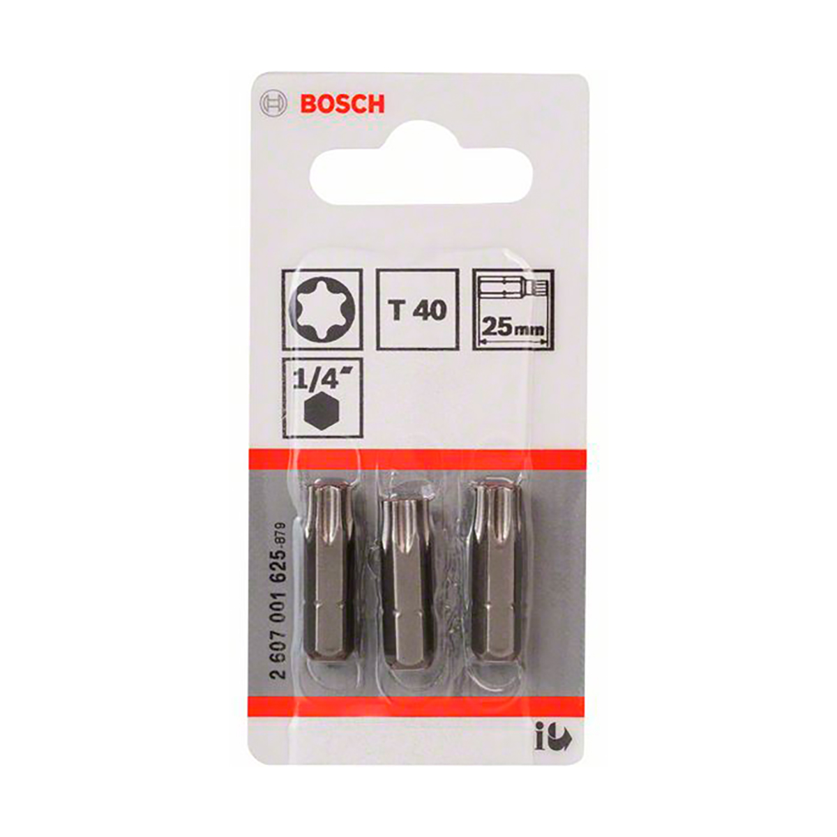 Биты torx t40 xh "extra hard" 25 мм (набор 3 шт.) (1) "bosch" 2607001625