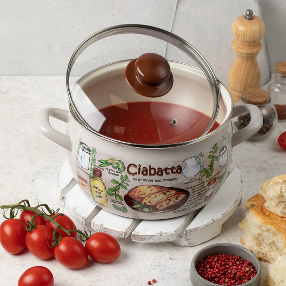 Набор кастрюль эмалиров. "чиабатта" (2,4 + 3,3 + 5,7 л) (1) "metrot"