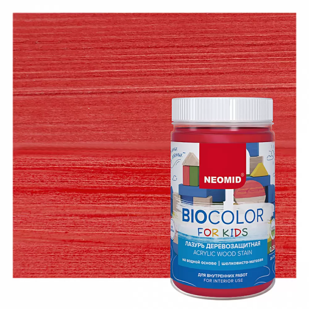 NEOMID BioColor For Kids лазурь деревозащитная, красный (2,5л)
