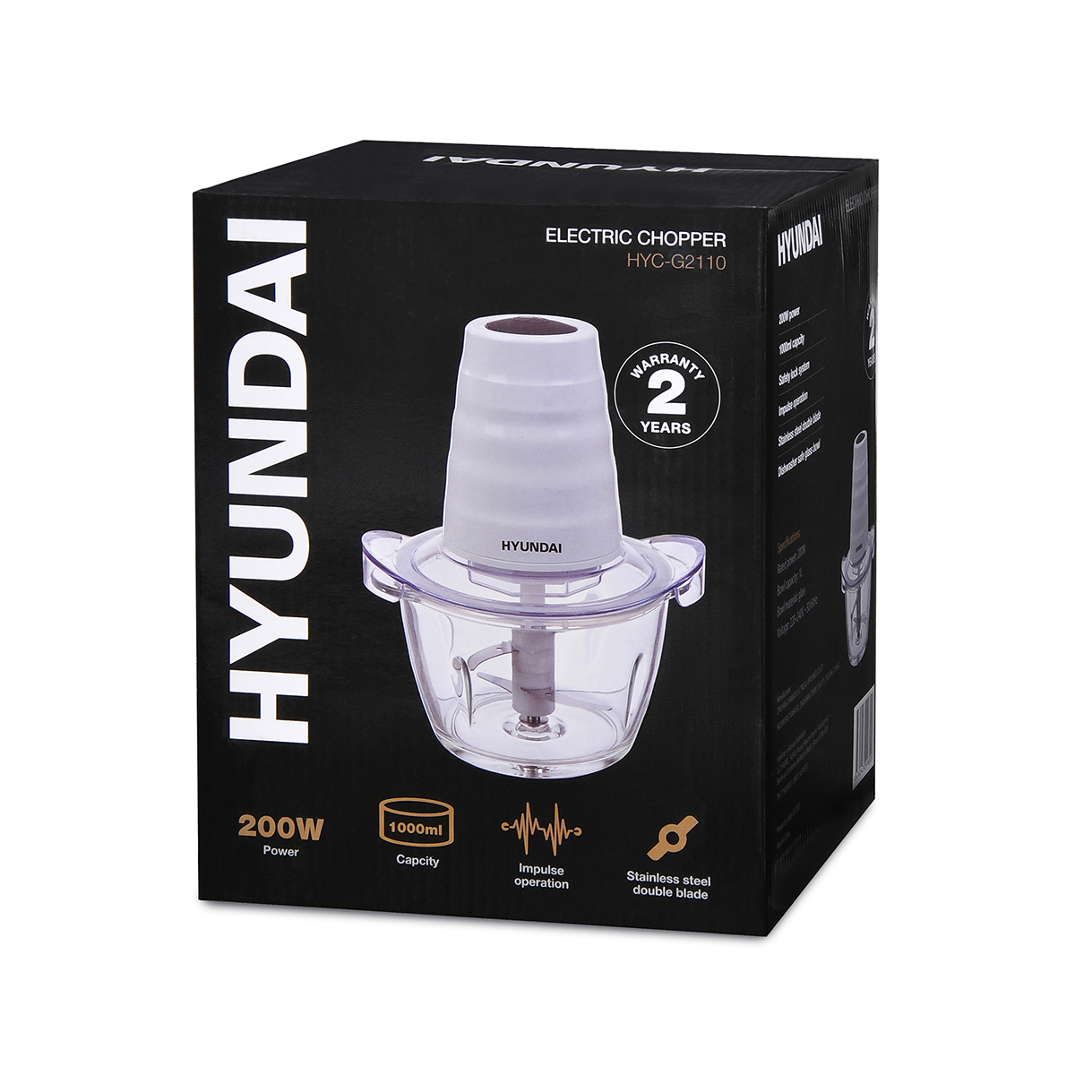 Измельчитель hyc-g2110 чаша 1 л, 200 вт, 1 скорость (1/8) "hyundai"