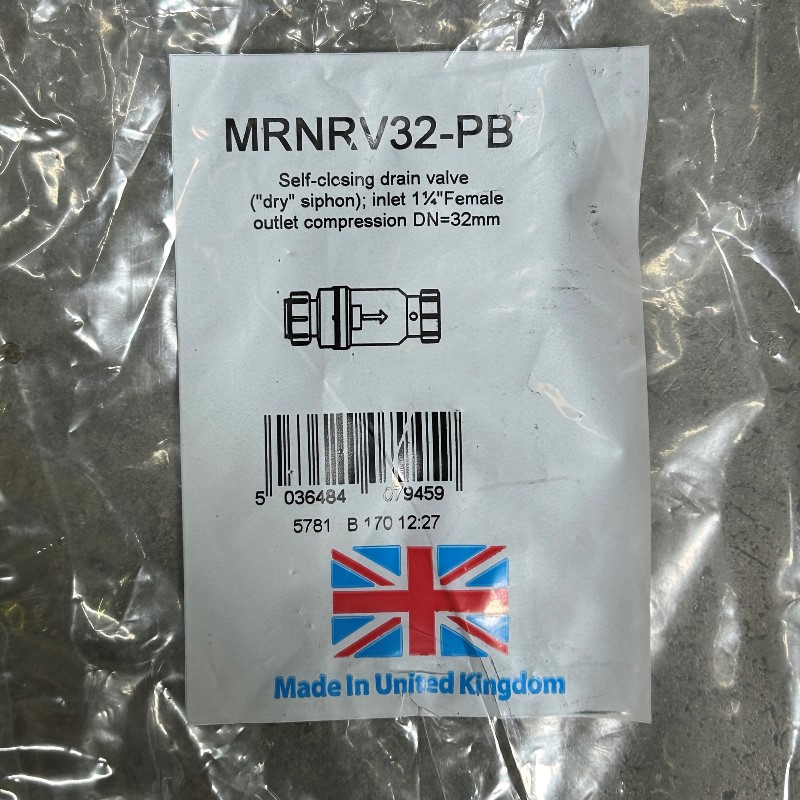 Клапан McALPINE самозакрывающийся сливной ("сухой" сифон), вход 1 1/4", выход компрес. 32 мм, пакет