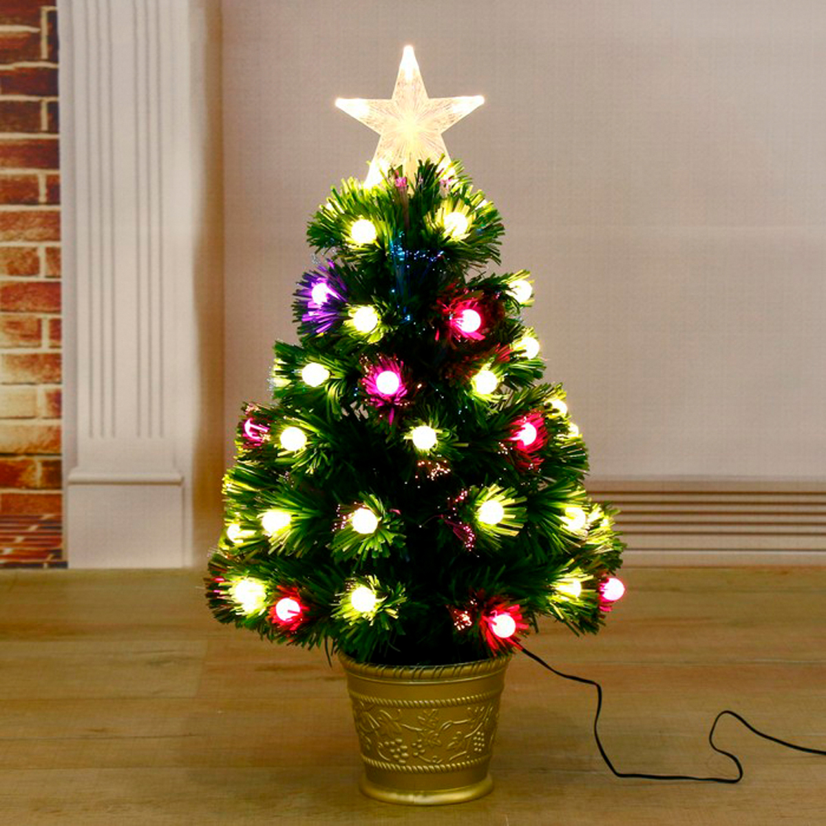 Ель декор. фиброоптич. t821v12-60  60 см, 54 ветки (зеленая) "зимнее волшебство" 1108627