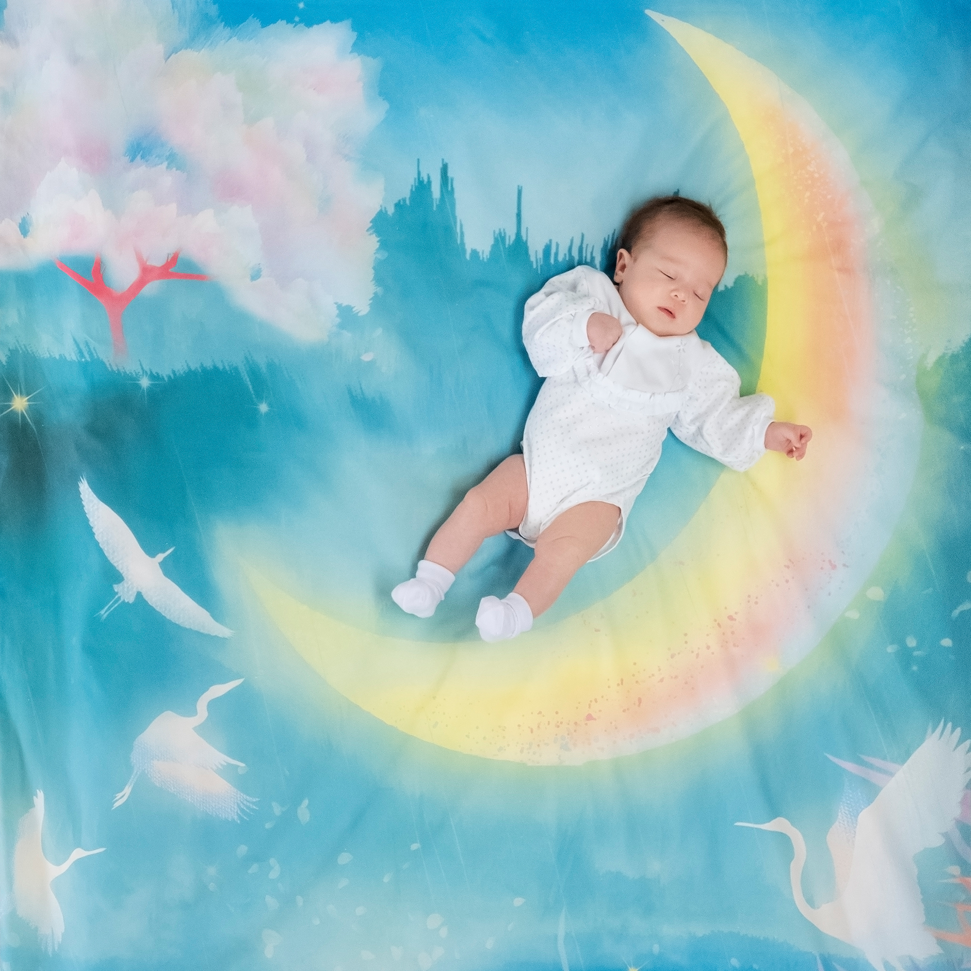 Постельное белье "облачко" для новорожденных new moon простыня на резинке (бязь-люкс) (1)