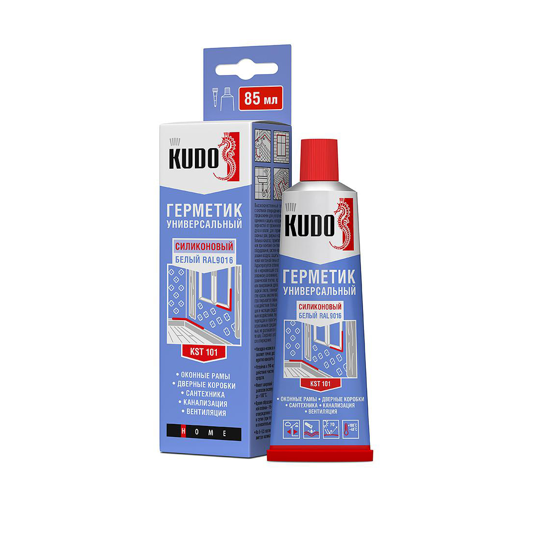 Герметик силикон. универсальный 85 мл прозрачный (24) "kudo" kst-100