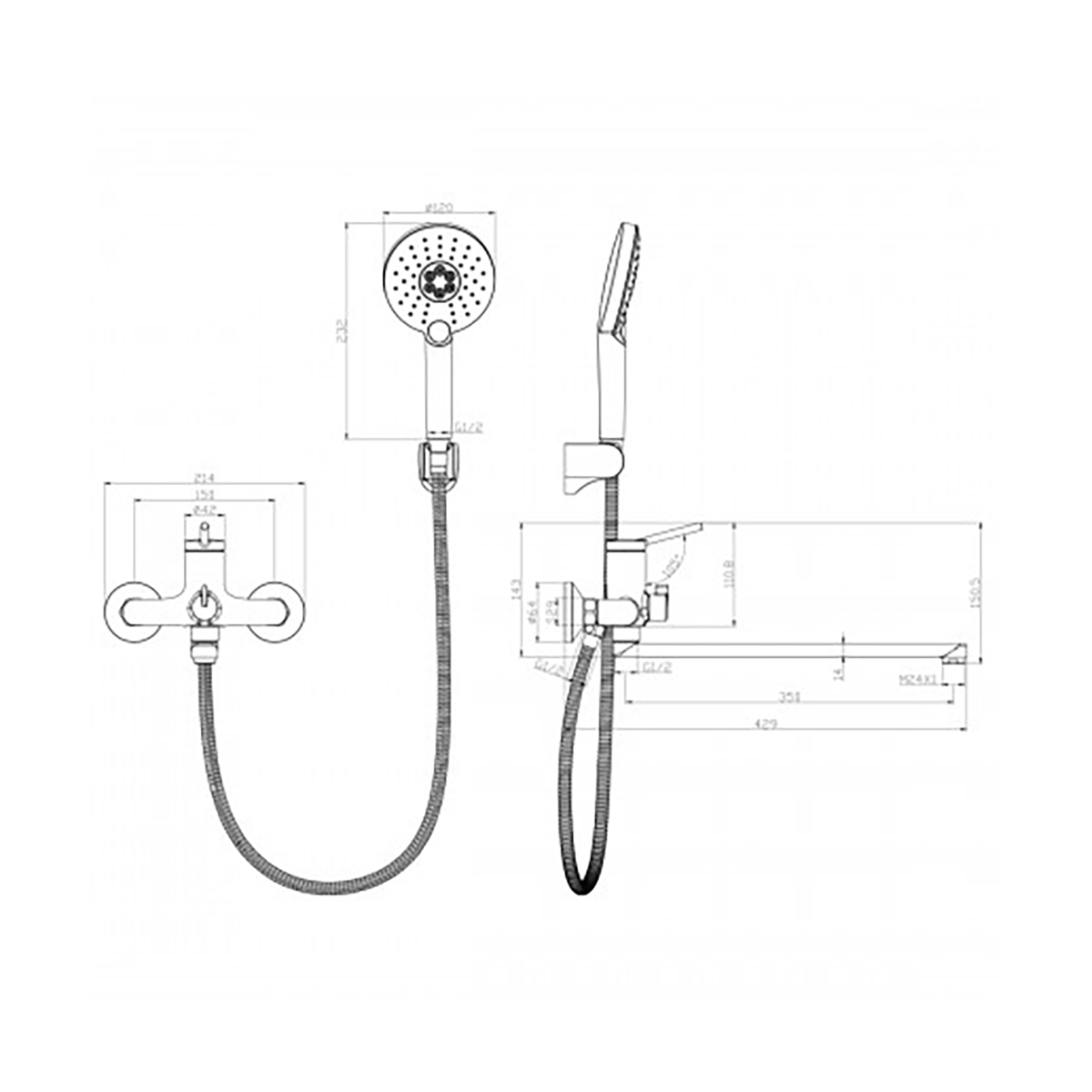 Смеситель для ванн "minima"  lm3851c  длинный плоский излив (1/8) "lemark"