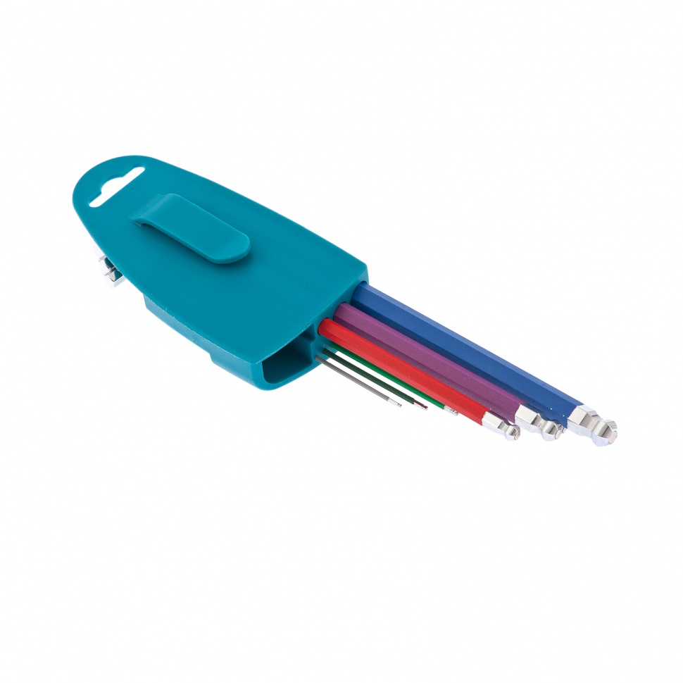 Набор ключей имбусовых HEX, 1.5-10 мм, S2, 9 шт, магнит, экстра-длинные с шаром, хром/краска Gross (16400)