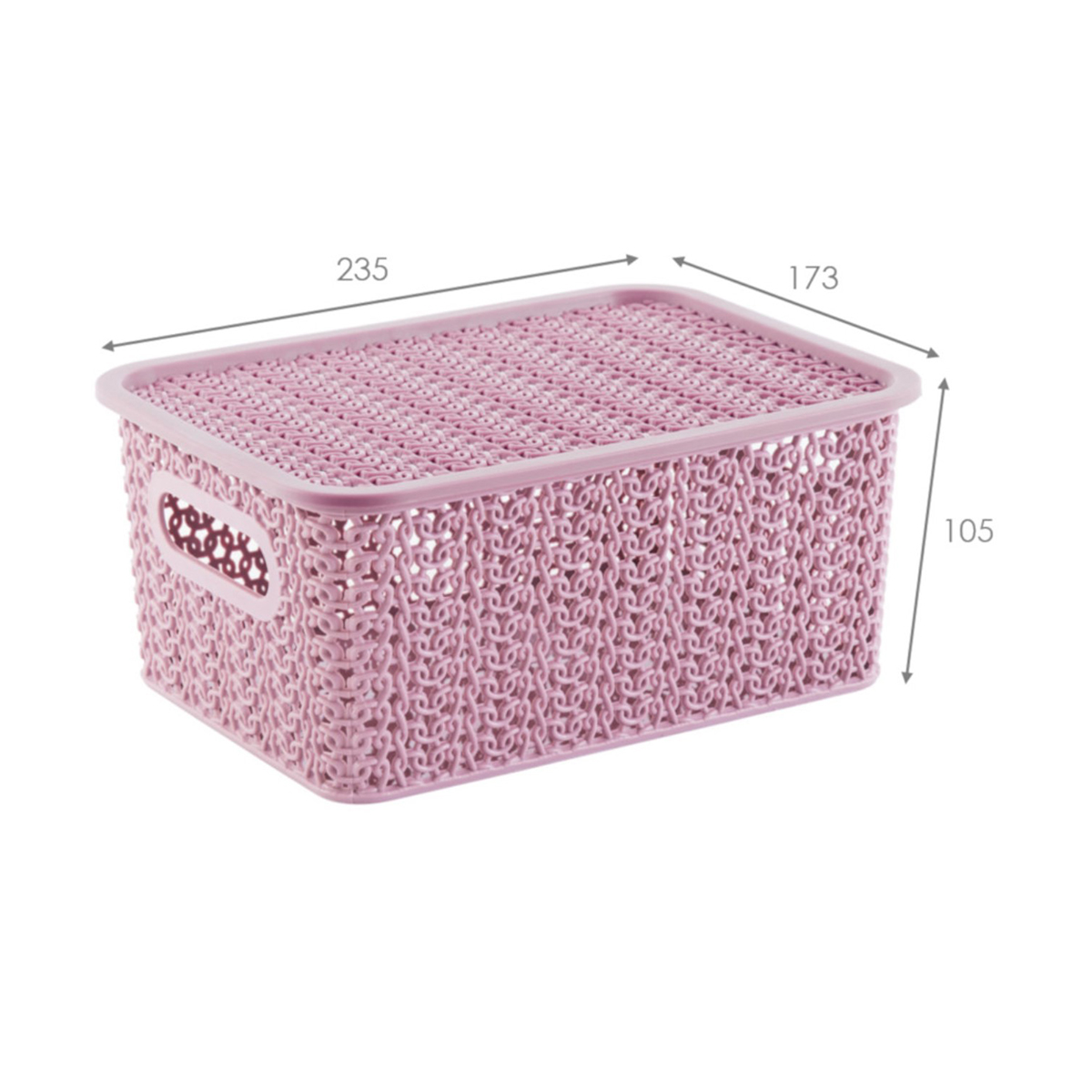 Корзина для хранения с крышкой "вязь"  3 л  23,5*17,3*10,5 см (пепел розы) (1/16) "виолет"