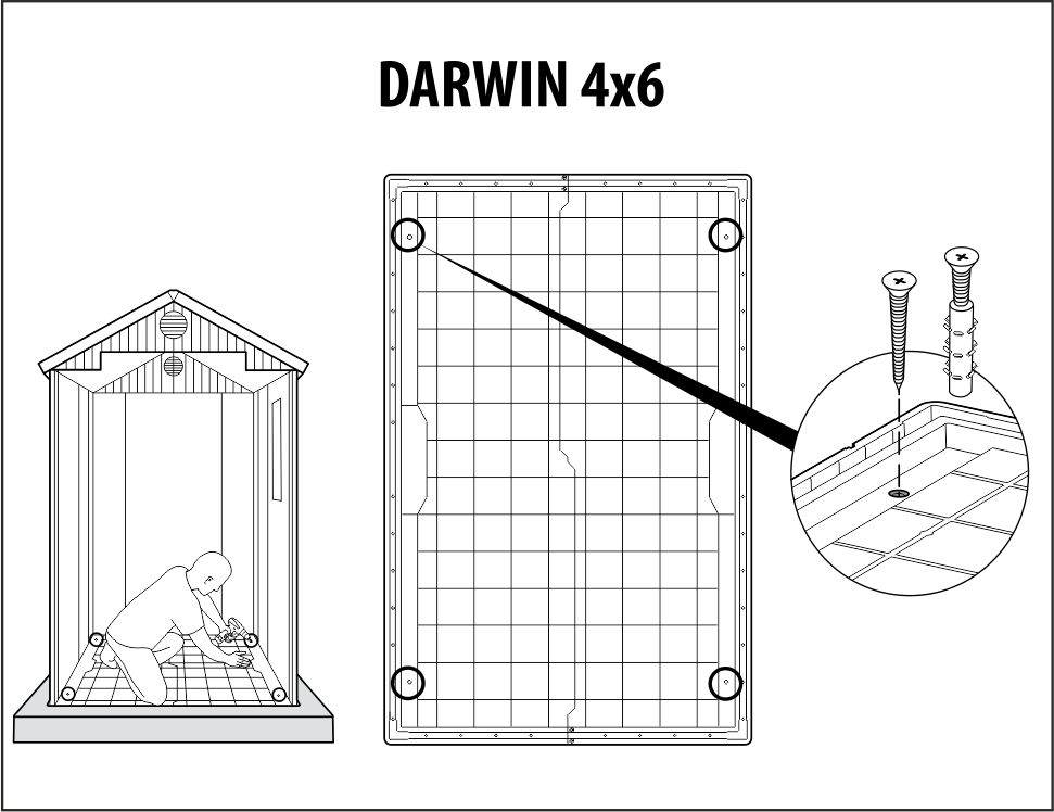 Сарай "Дарвин 4х6" (размеры 118 х 184 ), серый