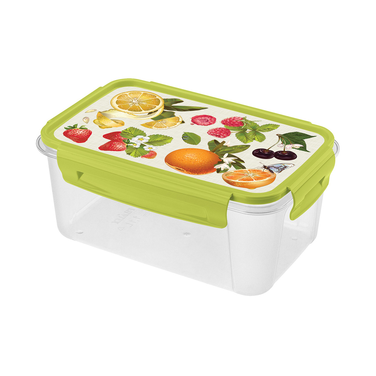 Контейнер для продуктов "lock&ok" с декором 1,1 л прямоуг. (зеленый) (1/18) "бытпласт"