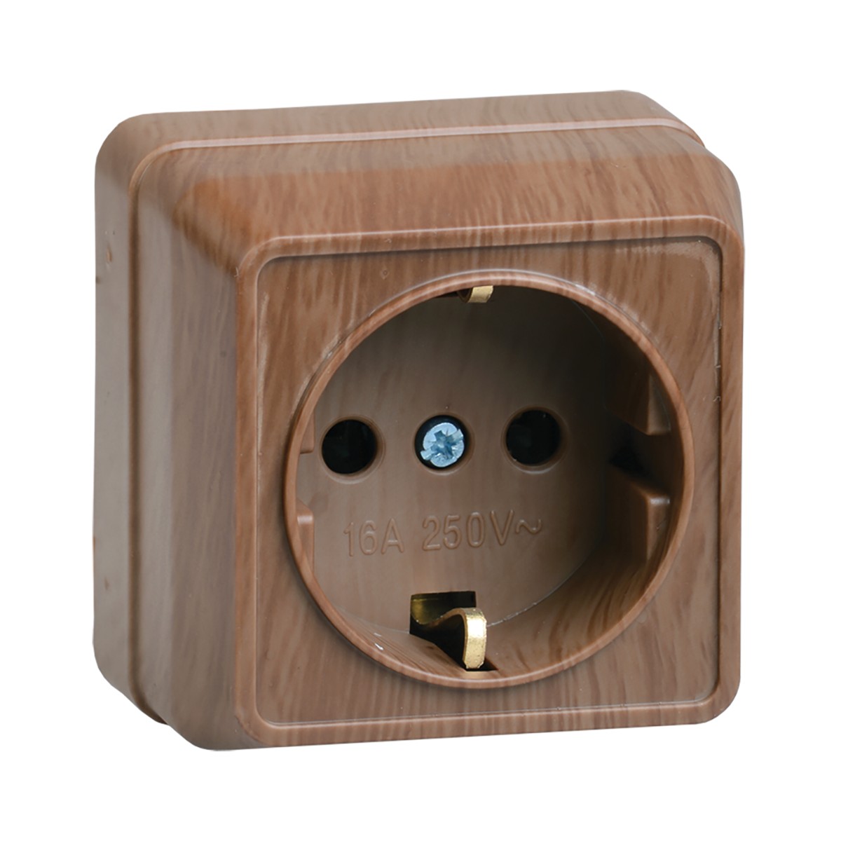 Розетка открыт. уст. "октава" 1 местн. с заземл. рс20-3-од, 16а, дуб (1/30/360) "iek"