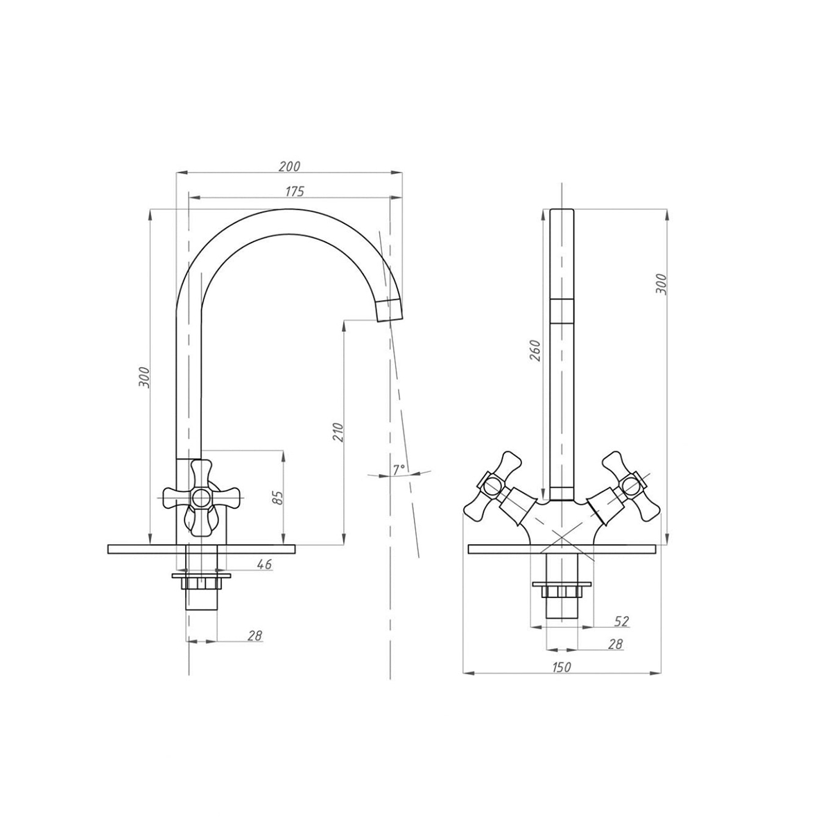 Смеситель для кухни fzs-202-07 (1/10) "fauzt"