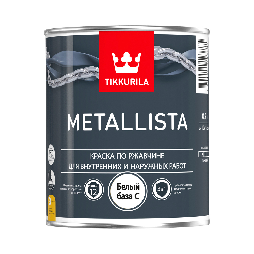 Краска по ржавчине  3 в 1 "metallista" база c  0,9 л (1/6) "тиккурила"