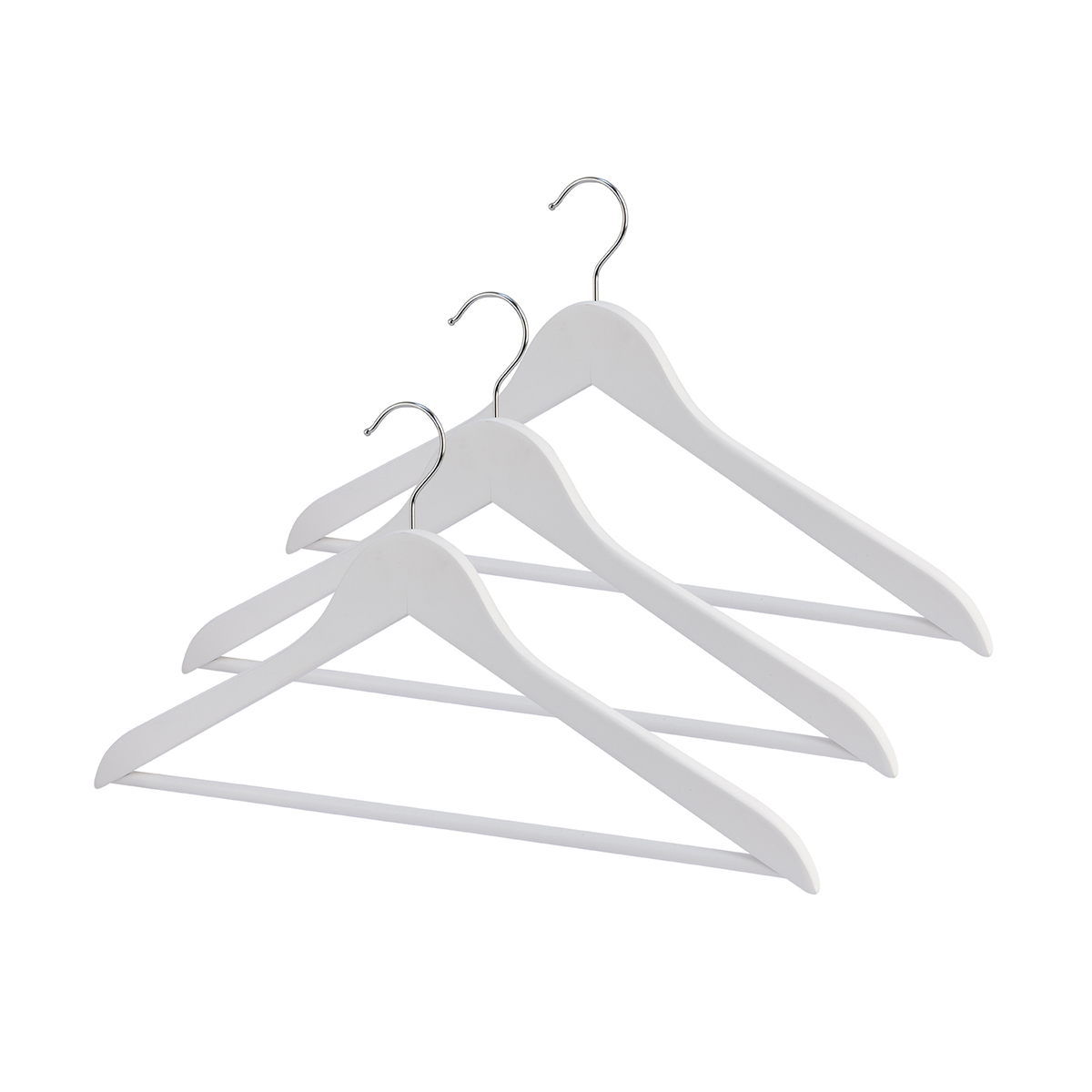 Вешалки для одежды дерев. "japanese white" с перекл. (3 шт.) белые (1/32) "valiant" jw-16601s