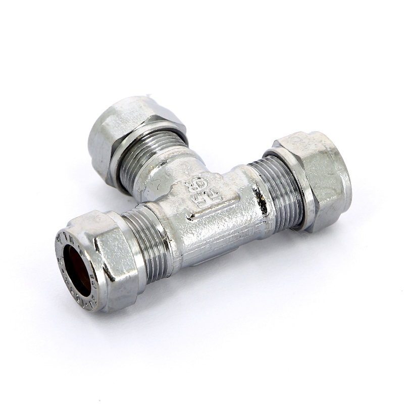 Тройник 10 х 10 х 10 обжим хром TIEMME