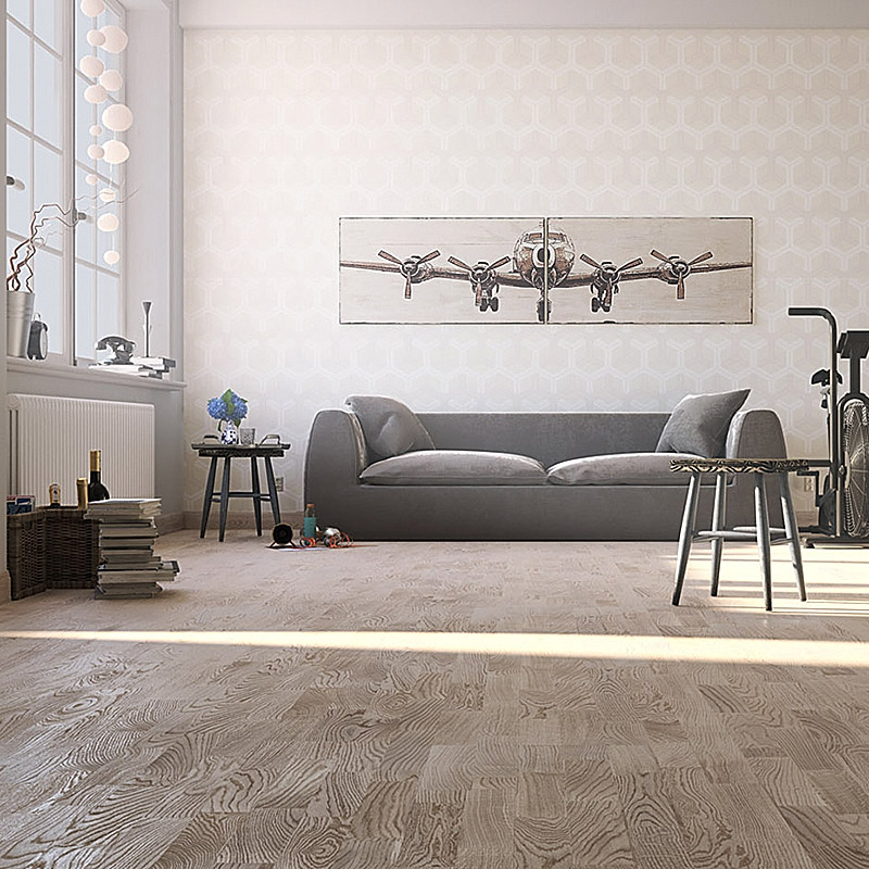 Паркетная доска Polarwood Дуб Тундра белый матовый трехполосный Oak Tundra White Matt