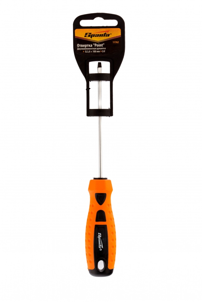 Отвертка "Point", SL3 х 100 мм, CrV, двухкомпонентная рукоятка Sparta (11762)