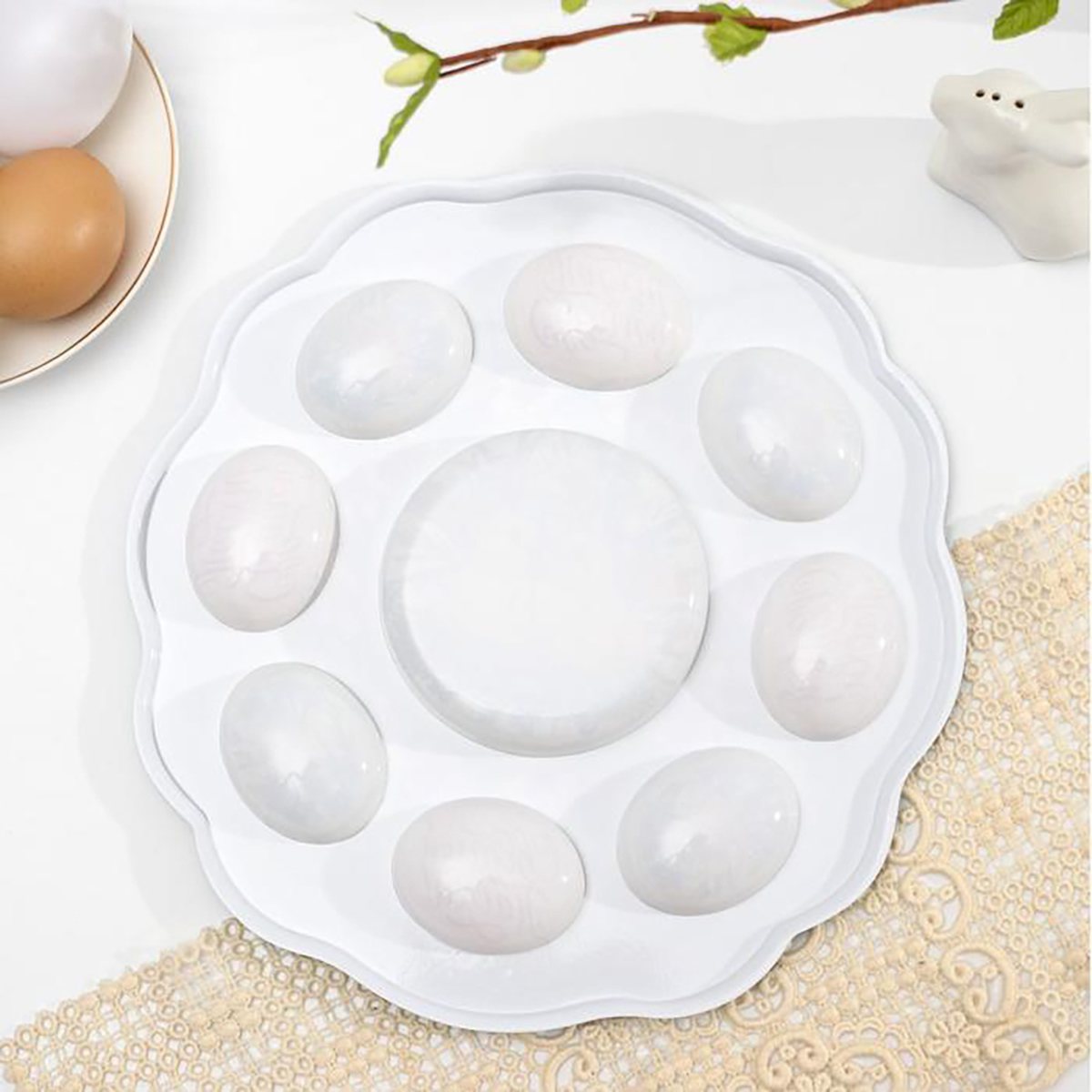 Блюдо для кулича и 8 яиц "цыплята в цветах" пласт. 24*25 см (1) 5244497