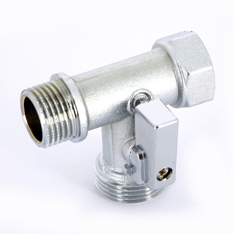 Кран шаровой 1/2"x3/4"х1/2" ННВ проходной для стиральных машин UNI-FITT