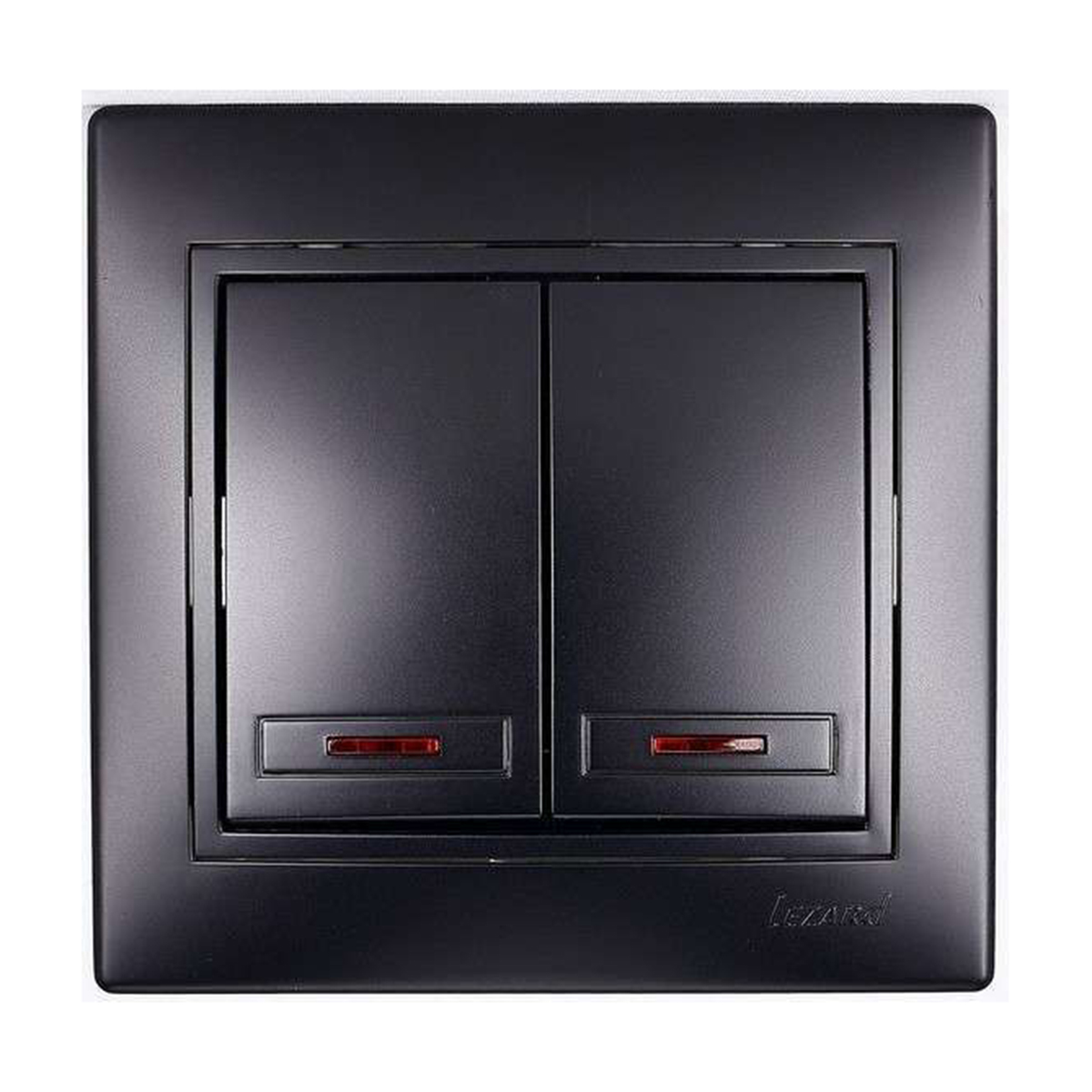 Выключатель "mira" 2-х кл. с индикатором, черный бархат (1/10/120) "lezard" 701-4242-112