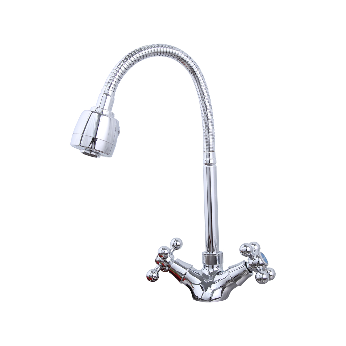 Смеситель для кухни f4319 гибкий излив, двухвентильный, хром (1/10) "frap"