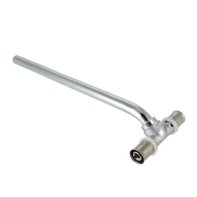 Тройник под пресс 16 х 15 х 16 мм, с хром трубкой 30 см для МП труб VALTEC (VTm.282.N.161516)