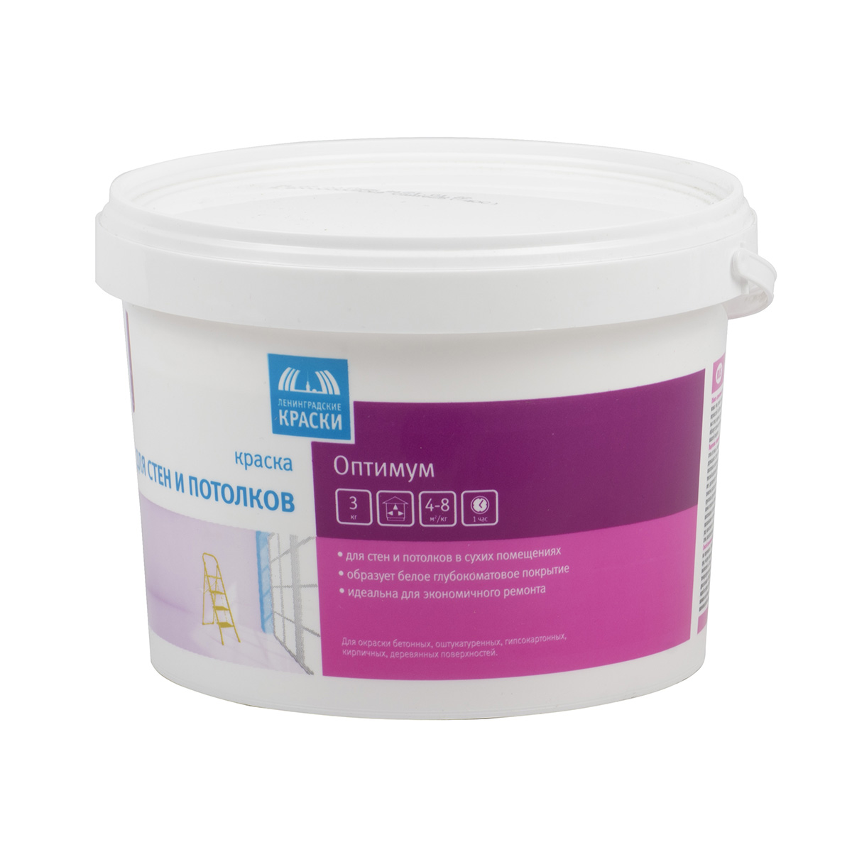 Краска в/д "оптимум" для стен и потолков  3 кг (1) текс