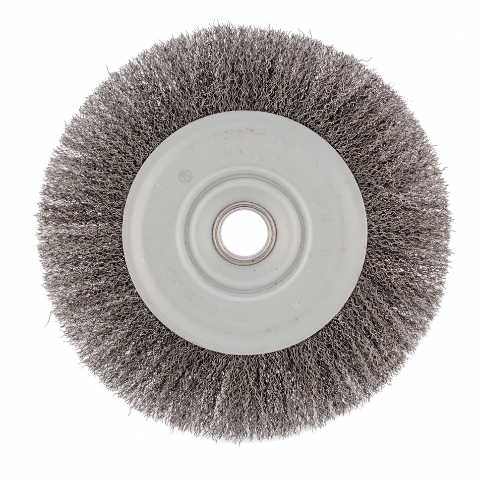 Щетка для УШМ, 200 мм, посадка 22.2 мм, плоская, витая проволока 0.3 мм Сибртех (746687)