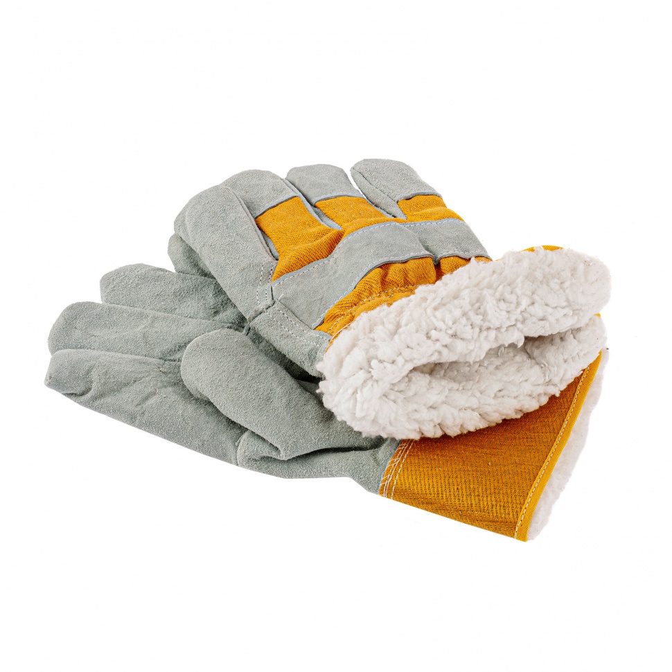 Перчатки спилковые комбинированные, усиленные, утолщенные, размер XL, Сибртех (679032)