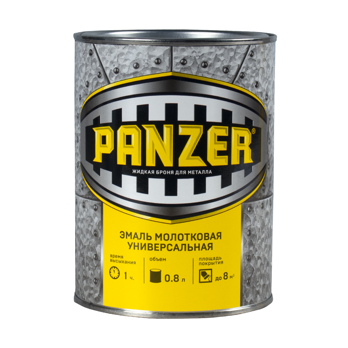 Эмаль универсальная молотковая шоколадная 0,8 л (1/14) "panzer"