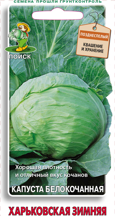 Семена капуста белокочанная "харьковская зимняя" 0,5 г (10/100) "поиск"