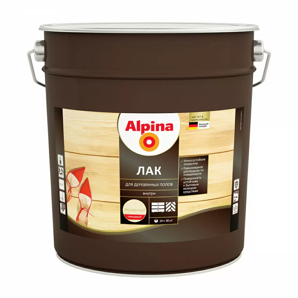 ALPINA Лак алкидно-уретановый для деревянных полов глянцевый (10л)