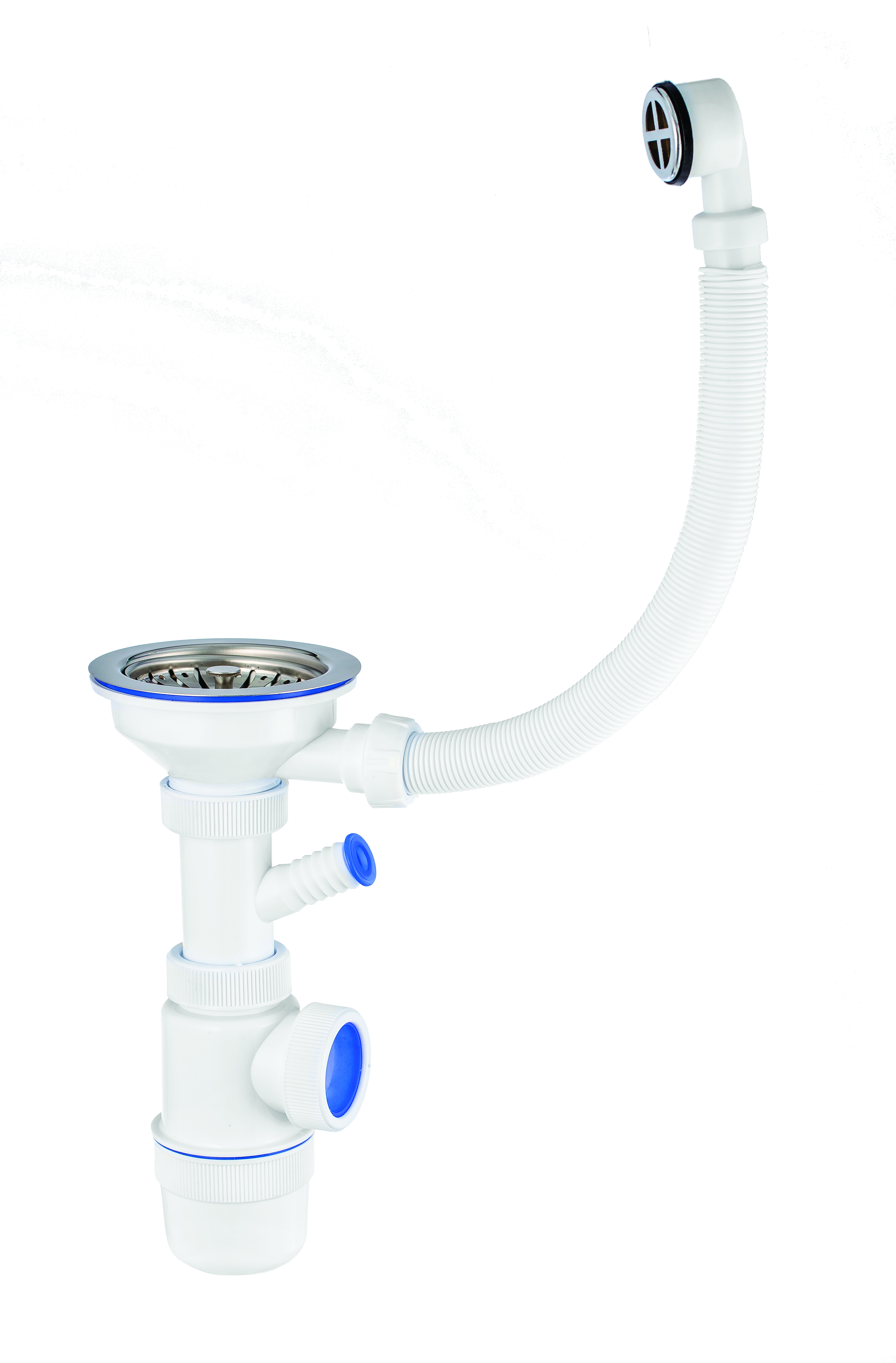 Сифон "элит" с нерж. чашкой 114 мм с отводом и круглым переливом (1/25)