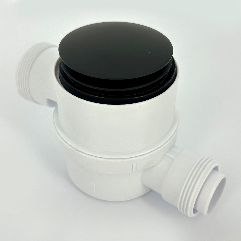 Слив-перелив McALPINE L=330-700 х 34 мм с раздв. пер., 70 мм слив., вых 40/50 мм, матовый черный