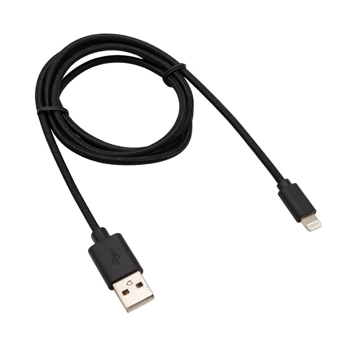 Кабель usb-lightning 1 м в нейлоновой оплетке (черный) (1/10/100) "rexant" 18-7055