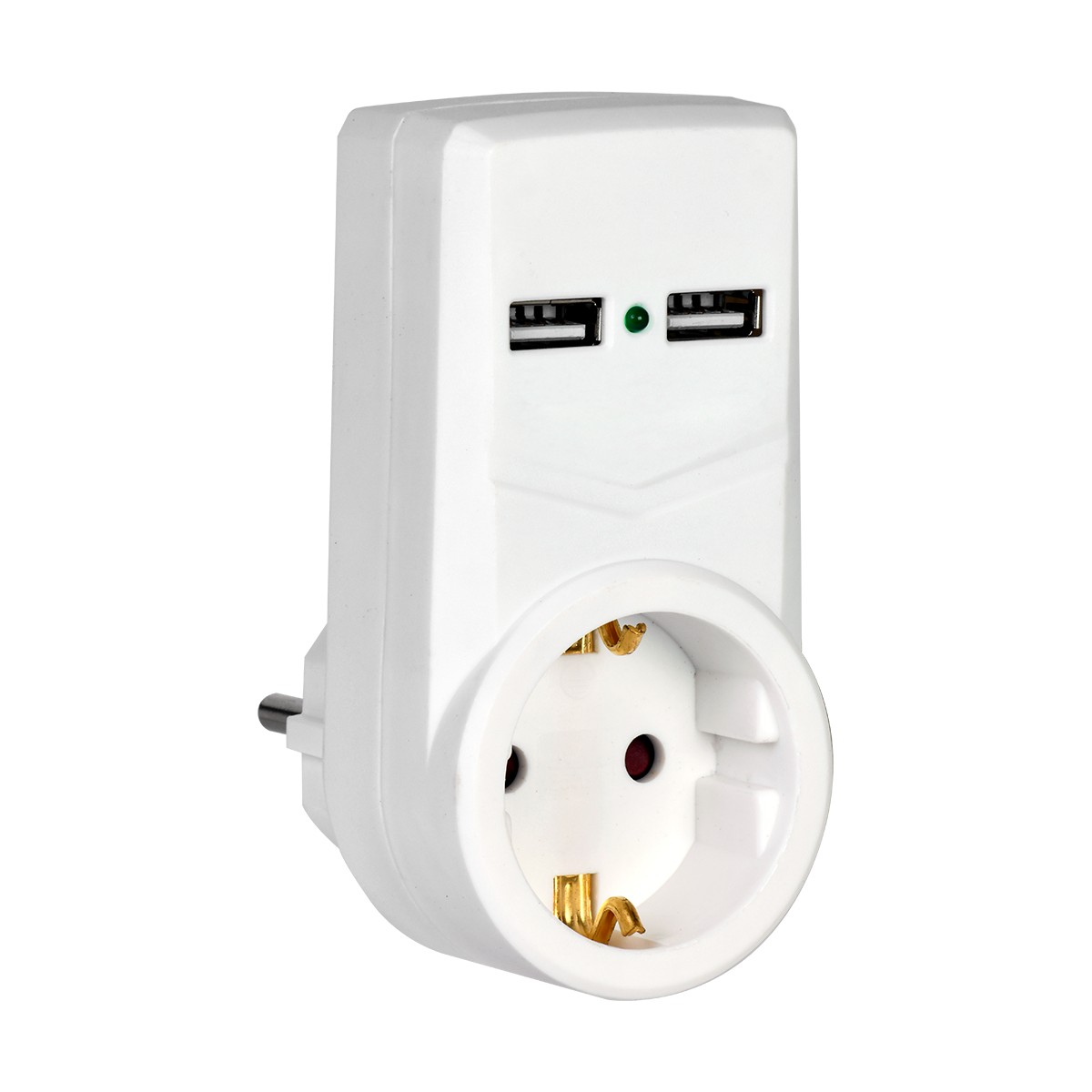 Адаптер т-01/01 1 розетка, 2 usb 2,1a, белый (1/20/100) "iek"