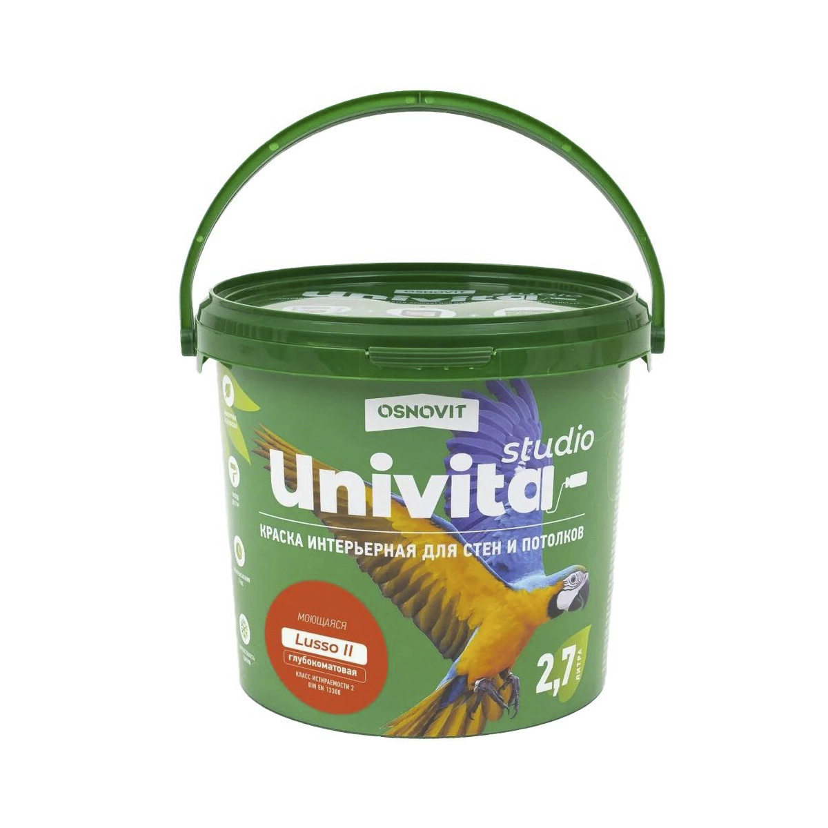 Краска в/д интерьерная моющаяся глубокоматов. "univita studio lusso ii" база а 2,7 л (1/8) основит