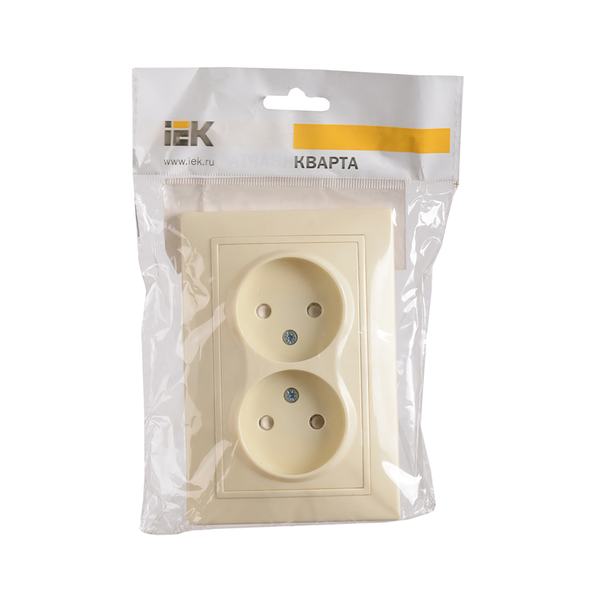 Розетка "кварта" 2-х местн. с шторк. рсш12-2-ккм, 10а, кремовый (1/9/180) "iek"
