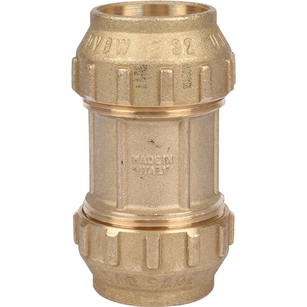 Муфта 32 х 32 мм из латуни для ПНД труб TIEMME