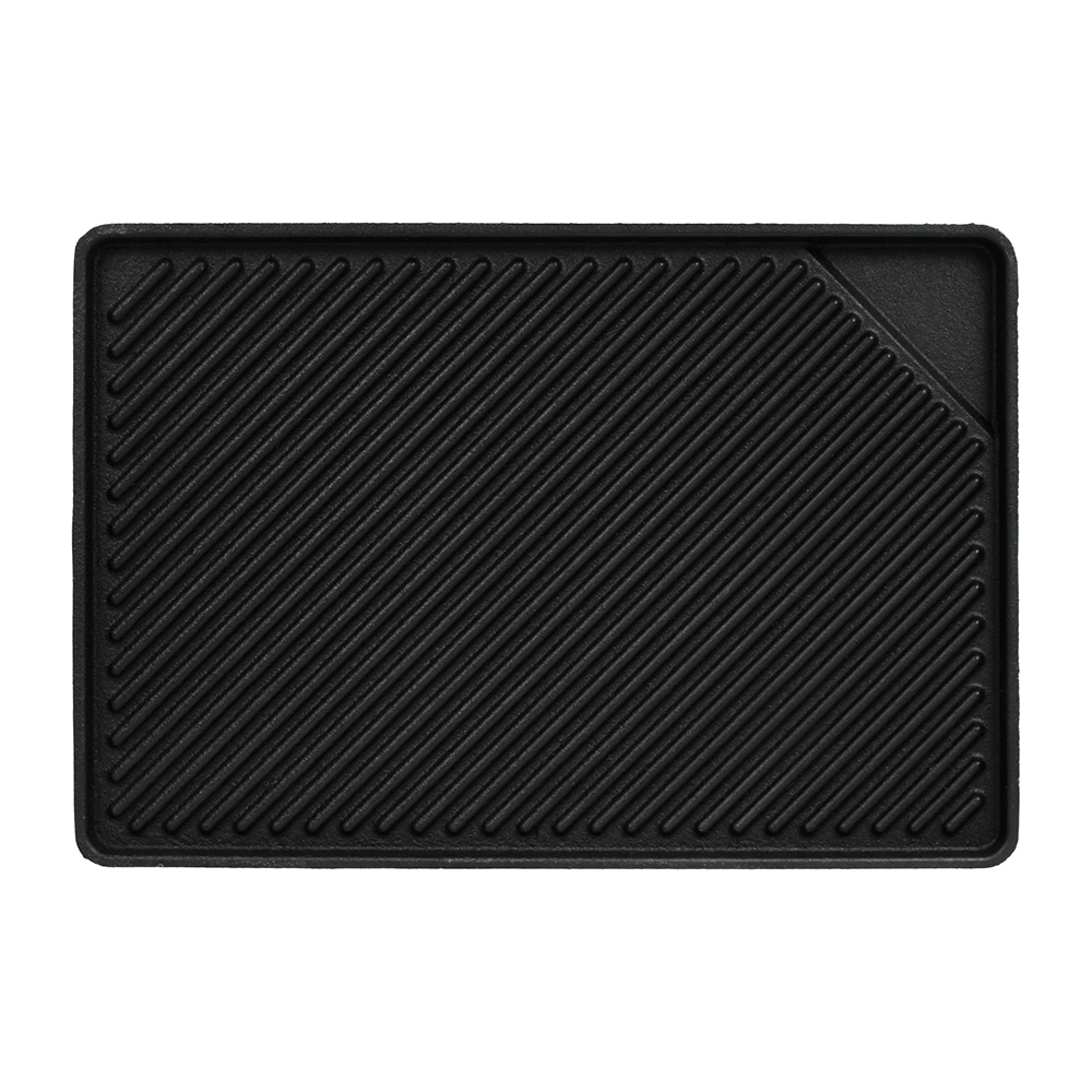 Плита-гриль для мангала 25,5*37,5*3,3 см чугун., рельефная + жироуловитель (1) "boyscout" 61547