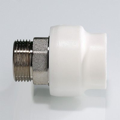 Муфта под ключ 50 х 1"1/2 (НР) полипропилен PP-R VALTEC белая