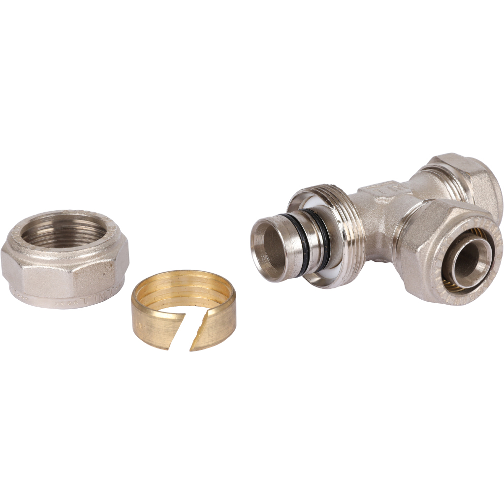 Тройник редукционный 26 x 20 x 20 под обжим TIEMME для металлопластиковых труб