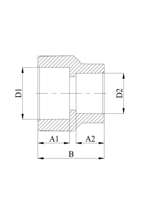 Муфта переходная 40 х 32 ВВ ПП (PP-R100) под пайку серая HEISSKRAFT