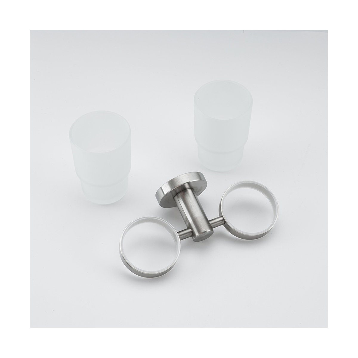 Стаканы для ванной комнаты 2 шт. с держателем f30108 (нерж.сталь), сатин (1/20) "frap"