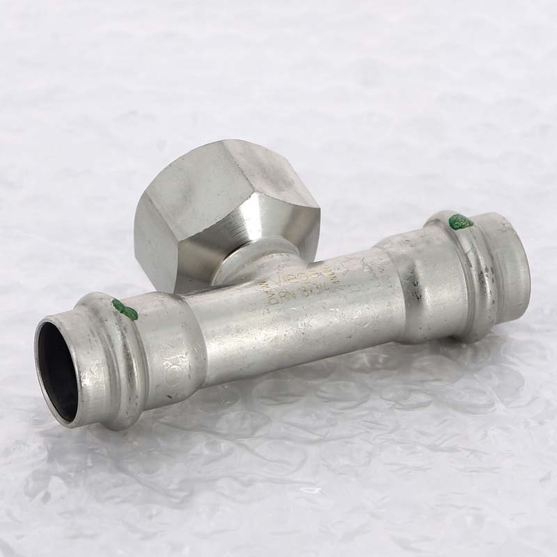 Тройник пресс-В 18х3/4"х18 нержавеющая сталь Sanpress Inox VIEGA