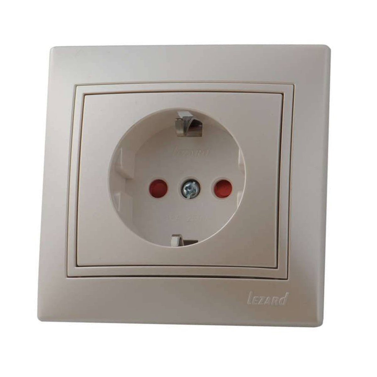 Розетка "mira" 1 местн. с заземл, с шторками (керамика) жемч.-белый (1/10/120) "lezard" 701-3030-124