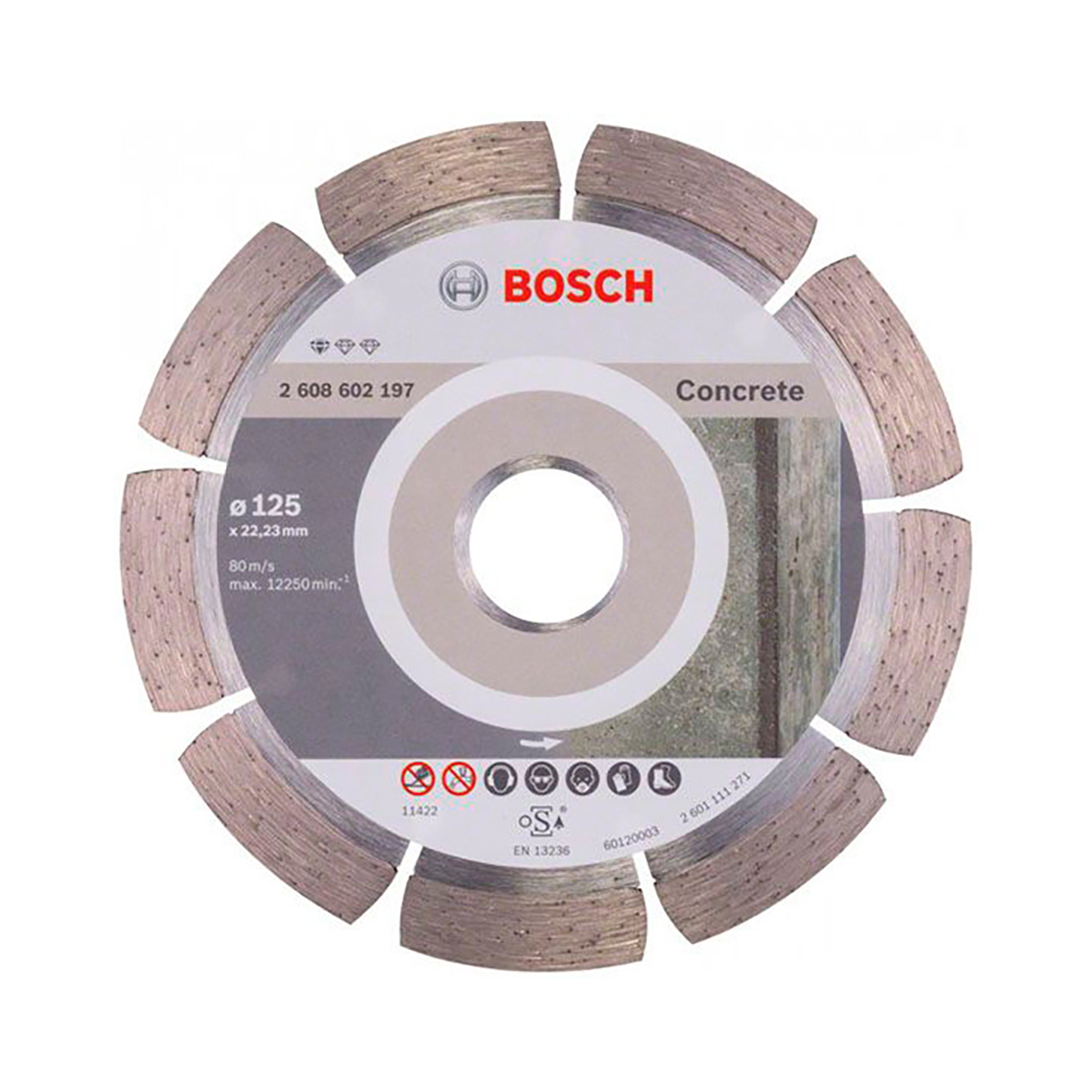 Круг отрезной алмазный по бетону 125 х 1,6 х 22,2 мм (1) "bosch" 2608602197