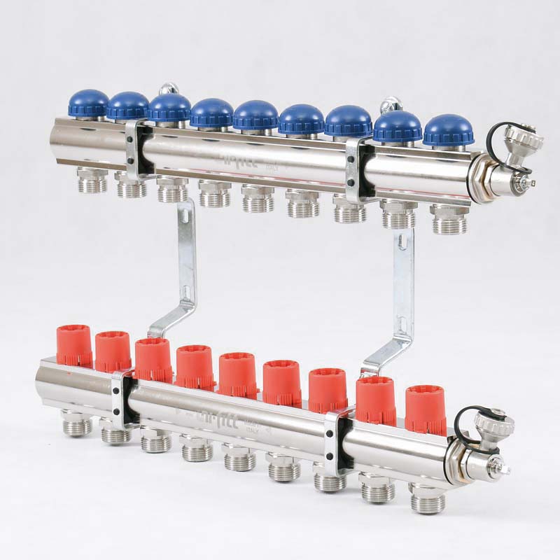 Колл. группа UNI-FITT 1"x3/4" ЕК 9 выходов с регулировочными и термостатическими вентилями