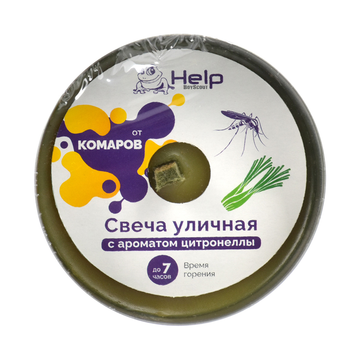 Свеча уличная от комаров в жестяной банке (1/12) "help" 80011
