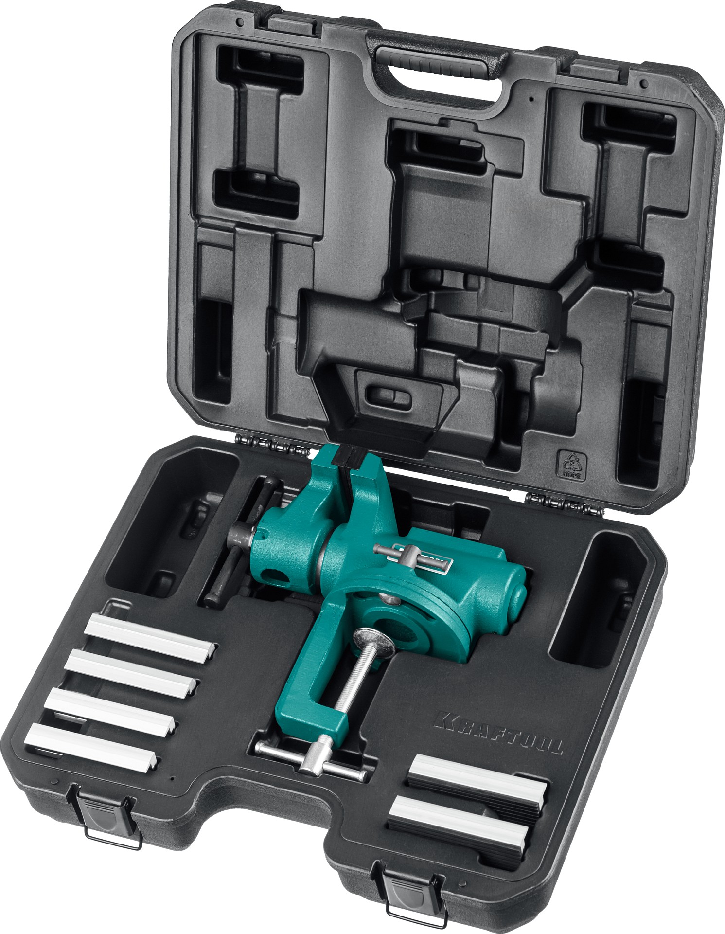 KRAFTOOL EXPERT 100 мм, в кейсе, универсальные мобильные тиски (32710-100)